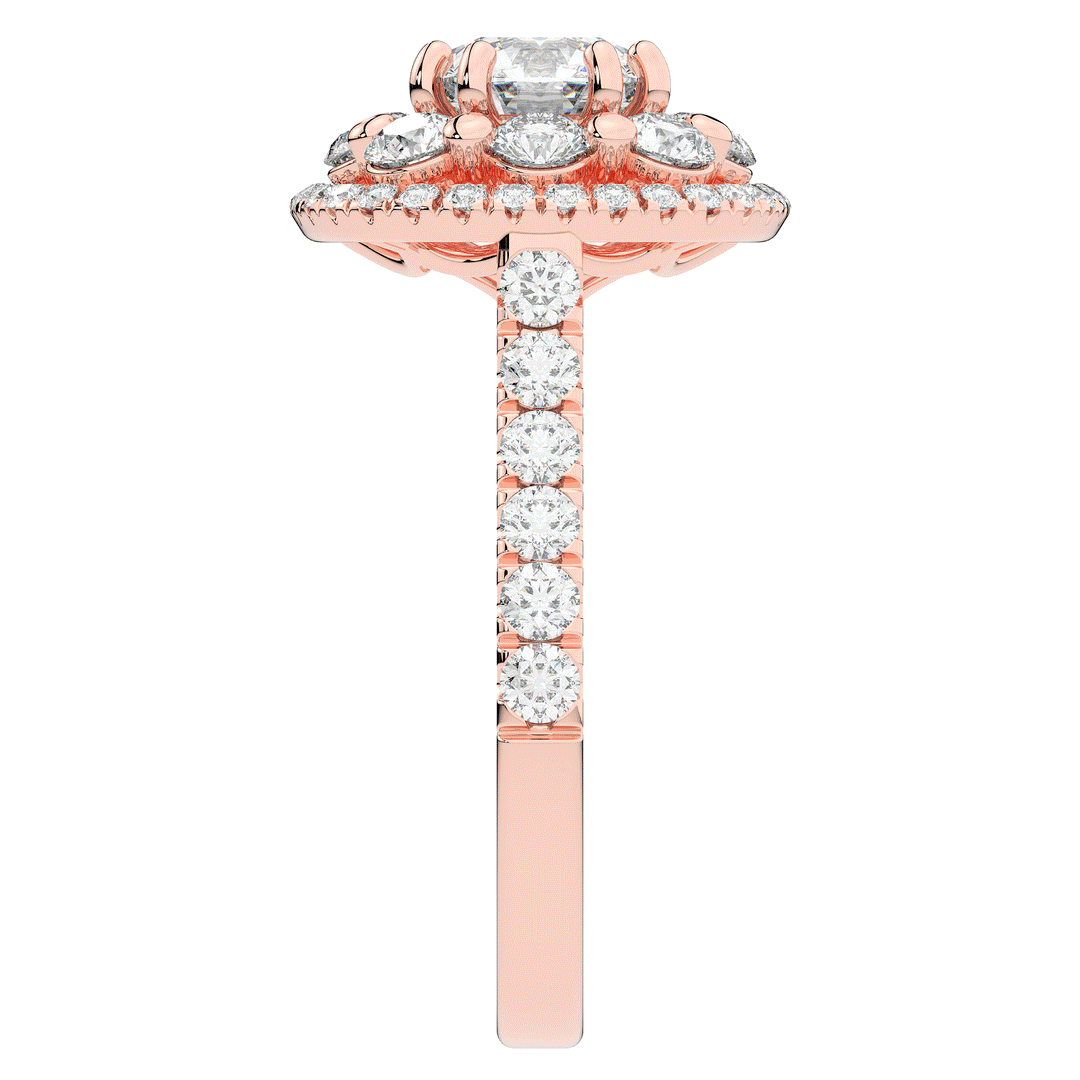 2.70CT.TW ROUND LAB DIAMOND DOUBLE HALO TWO TONE ENGAGEMENT RING - Nazarelle