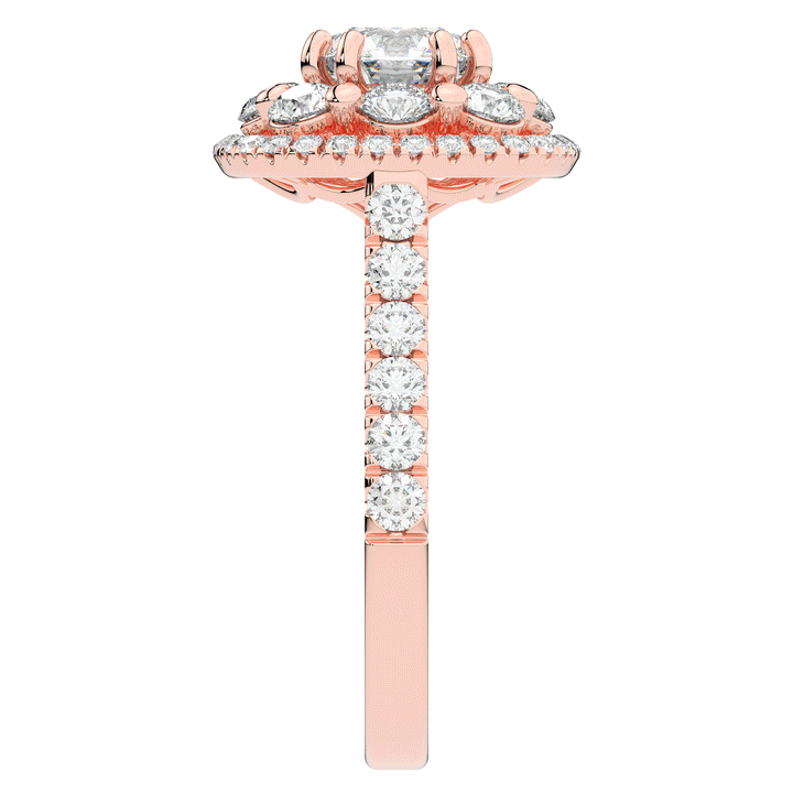 2.70CT.TW ROUND LAB DIAMOND DOUBLE HALO TWO TONE ENGAGEMENT RING - Nazarelle