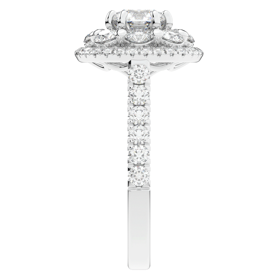 2.70CT.TW ROUND LAB DIAMOND DOUBLE HALO TWO TONE ENGAGEMENT RING - Nazarelle