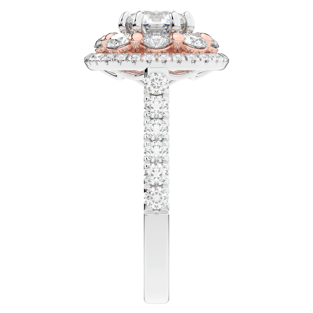 2.70CT.TW ROUND LAB DIAMOND DOUBLE HALO TWO TONE ENGAGEMENT RING - Nazarelle
