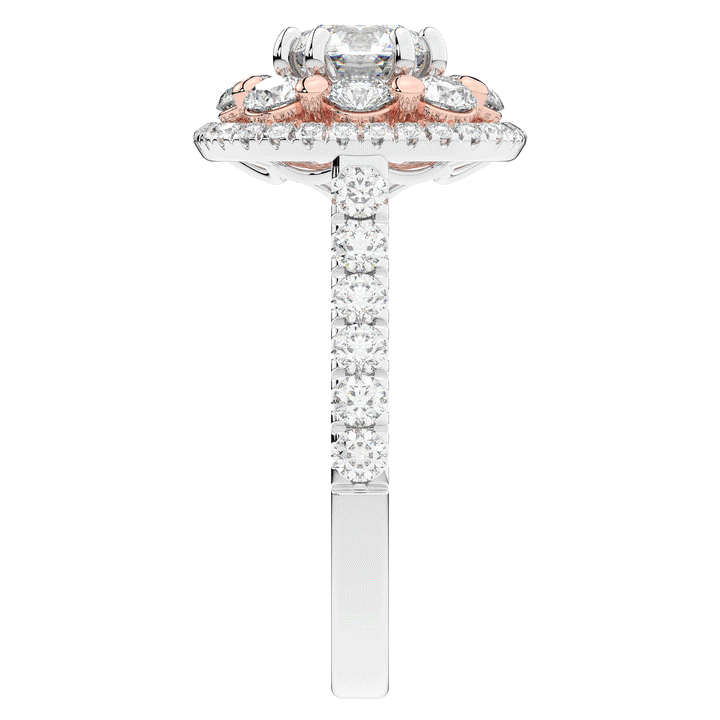 2.70CT.TW ROUND LAB DIAMOND DOUBLE HALO TWO TONE ENGAGEMENT RING - Nazarelle
