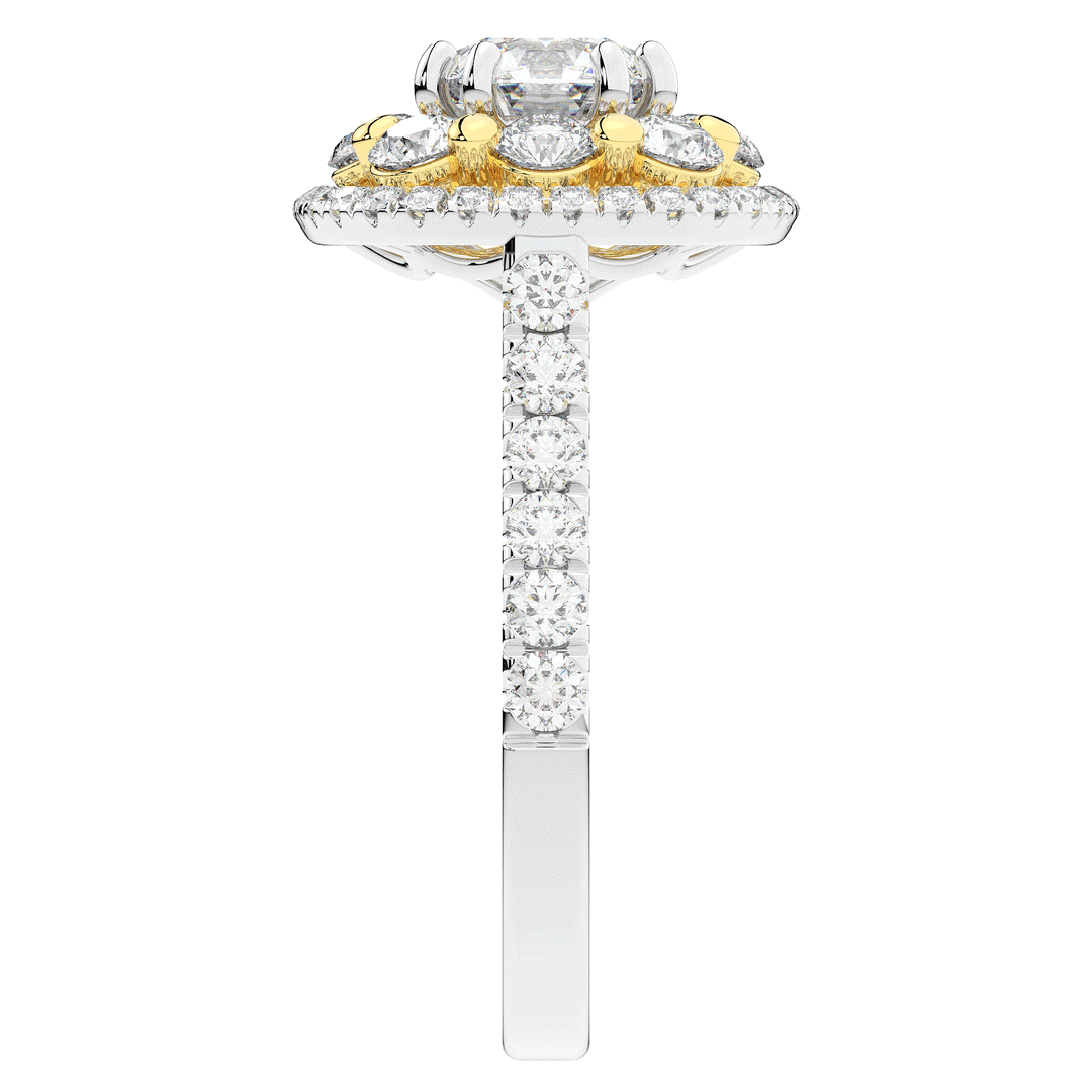 2.70CT.TW ROUND LAB DIAMOND DOUBLE HALO TWO TONE ENGAGEMENT RING - Nazarelle