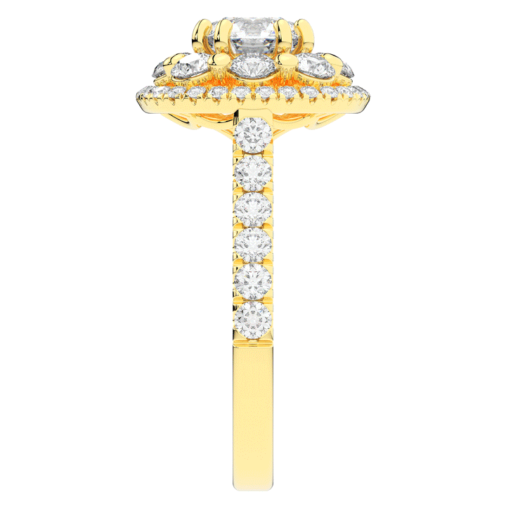 2.70CT.TW ROUND LAB DIAMOND DOUBLE HALO TWO TONE ENGAGEMENT RING - Nazarelle