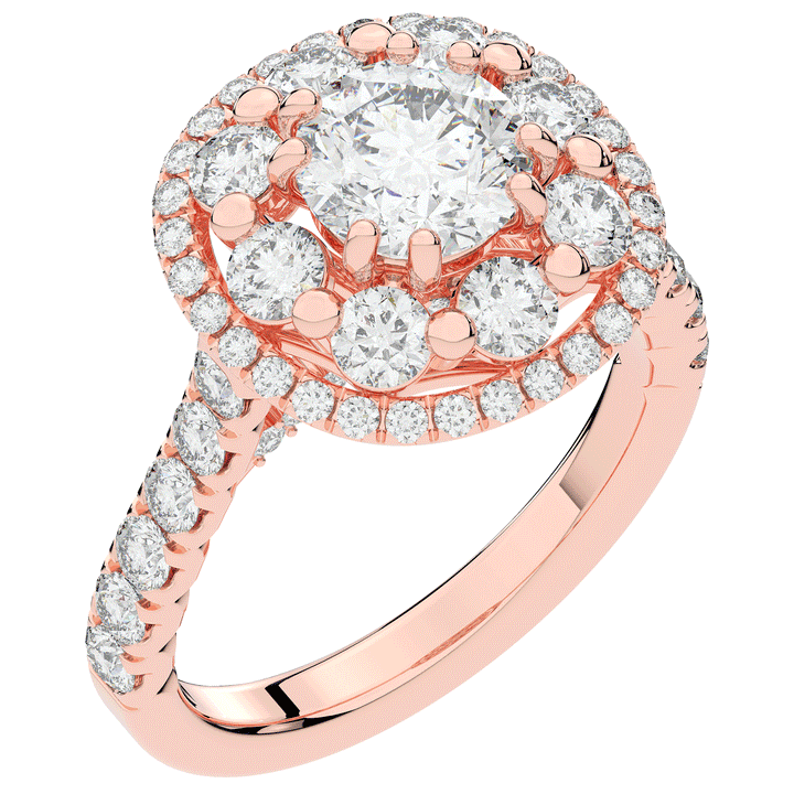 2.70CT.TW ROUND LAB DIAMOND DOUBLE HALO TWO TONE ENGAGEMENT RING - Nazarelle