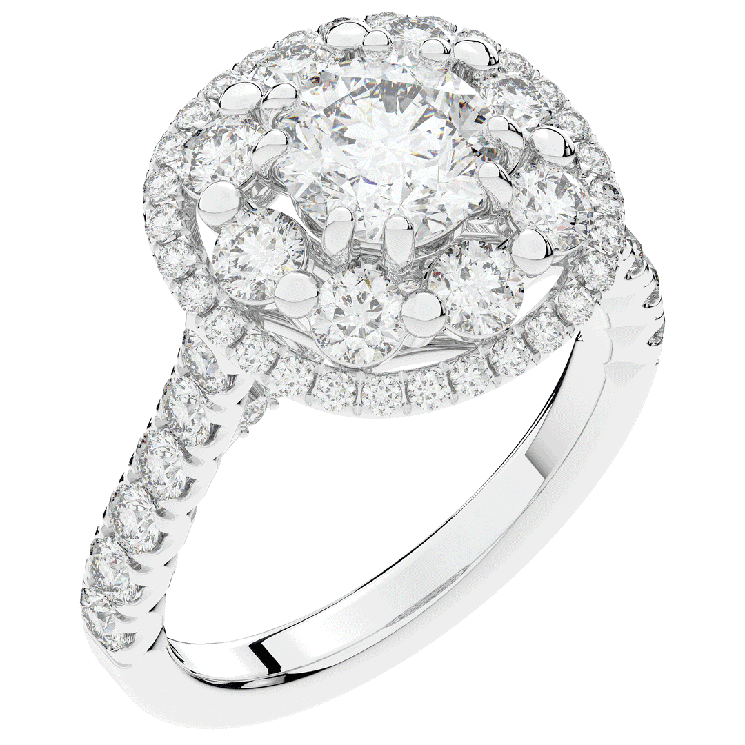 2.70CT.TW ROUND LAB DIAMOND DOUBLE HALO TWO TONE ENGAGEMENT RING - Nazarelle