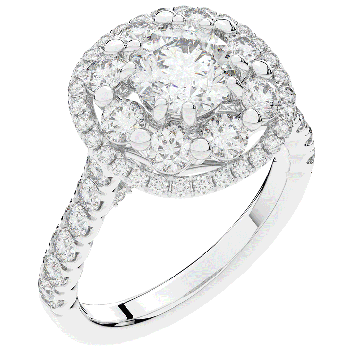 2.70CT.TW ROUND LAB DIAMOND DOUBLE HALO TWO TONE ENGAGEMENT RING - Nazarelle