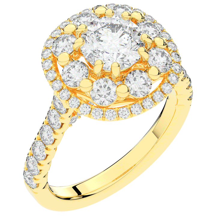 2.70CT.TW ROUND LAB DIAMOND DOUBLE HALO TWO TONE ENGAGEMENT RING - Nazarelle