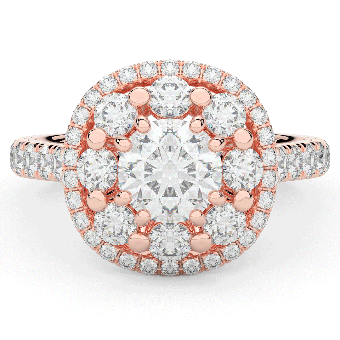 2.70CT.TW ROUND LAB DIAMOND DOUBLE HALO TWO TONE ENGAGEMENT RING - Nazarelle