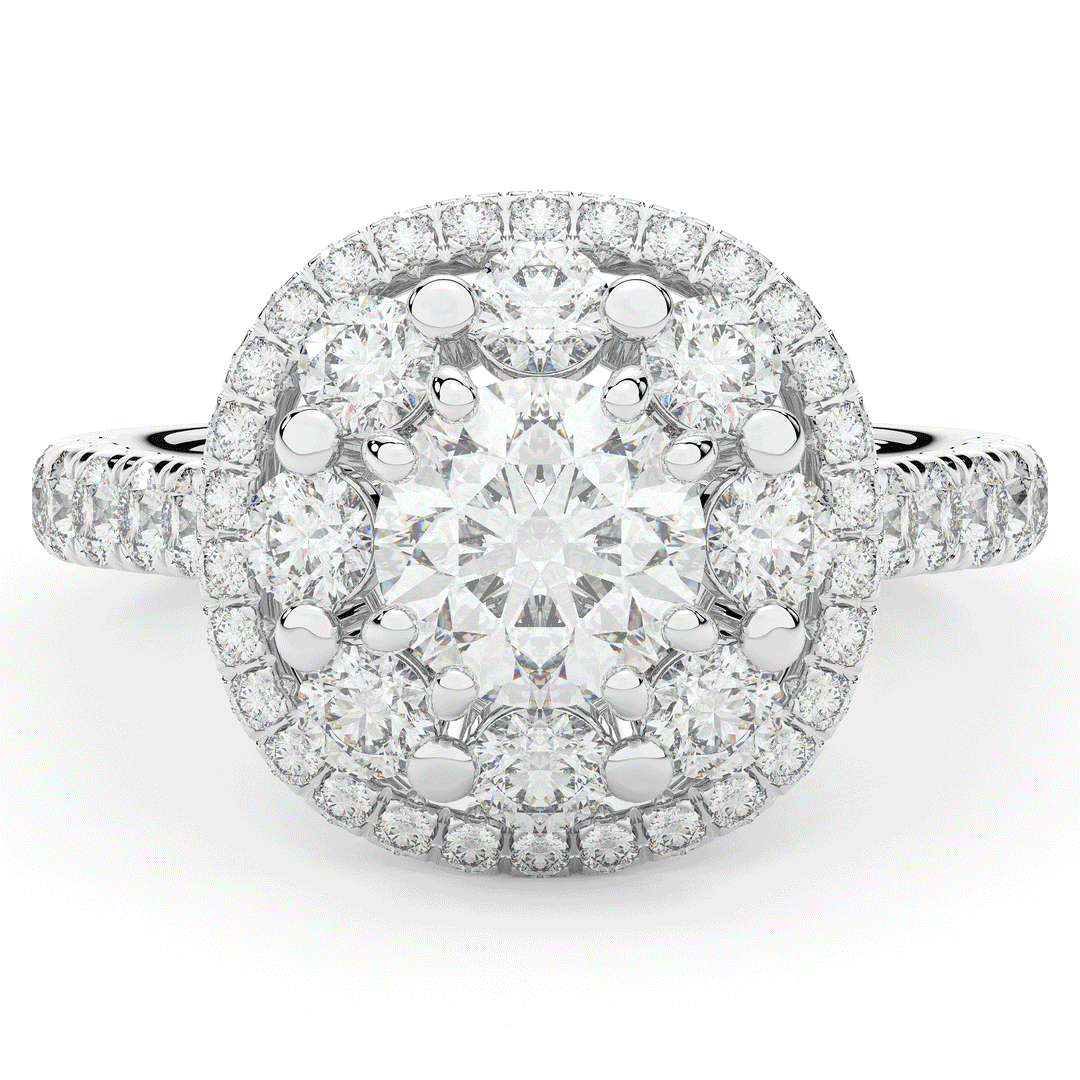 2.70CT.TW ROUND LAB DIAMOND DOUBLE HALO TWO TONE ENGAGEMENT RING - Nazarelle