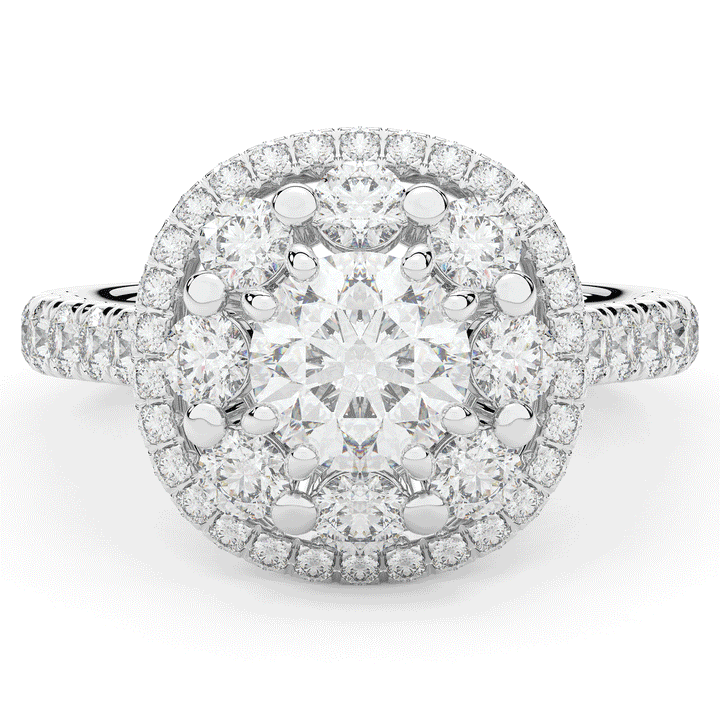2.70CT.TW ROUND LAB DIAMOND DOUBLE HALO TWO TONE ENGAGEMENT RING - Nazarelle
