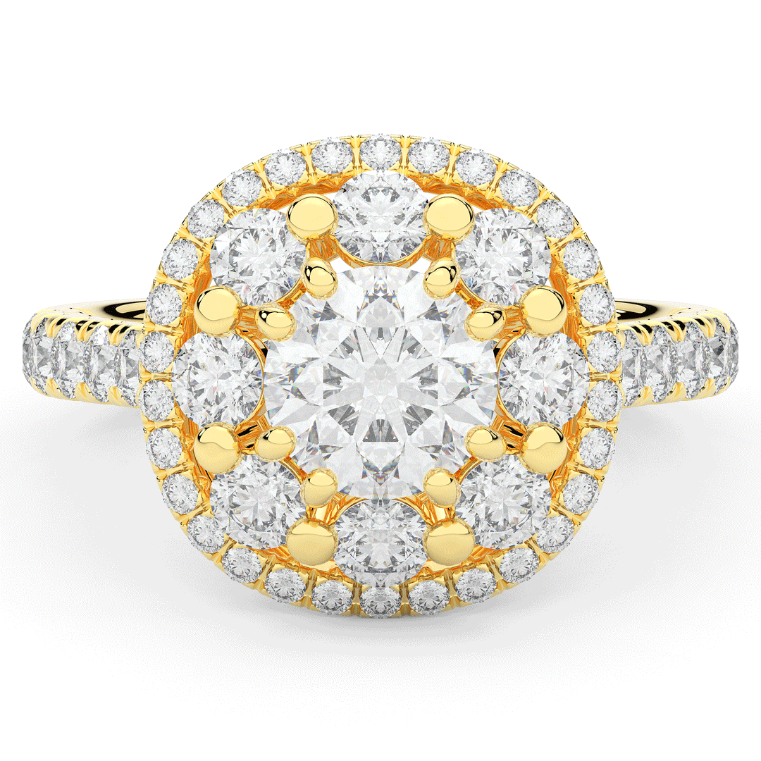 2.70CT.TW ROUND LAB DIAMOND DOUBLE HALO TWO TONE ENGAGEMENT RING - Nazarelle