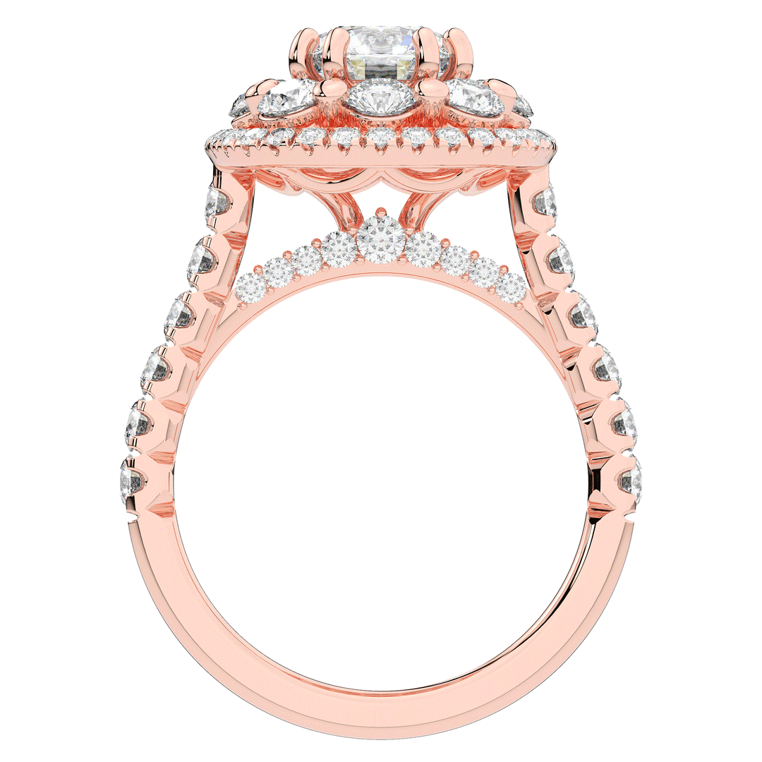 2.70CT.TW ROUND LAB DIAMOND DOUBLE HALO TWO TONE ENGAGEMENT RING - Nazarelle