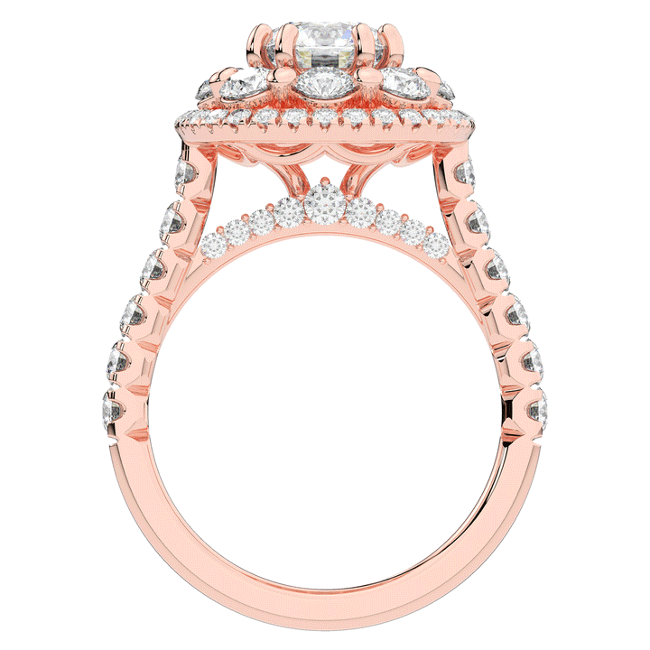 2.70CT.TW ROUND LAB DIAMOND DOUBLE HALO TWO TONE ENGAGEMENT RING - Nazarelle