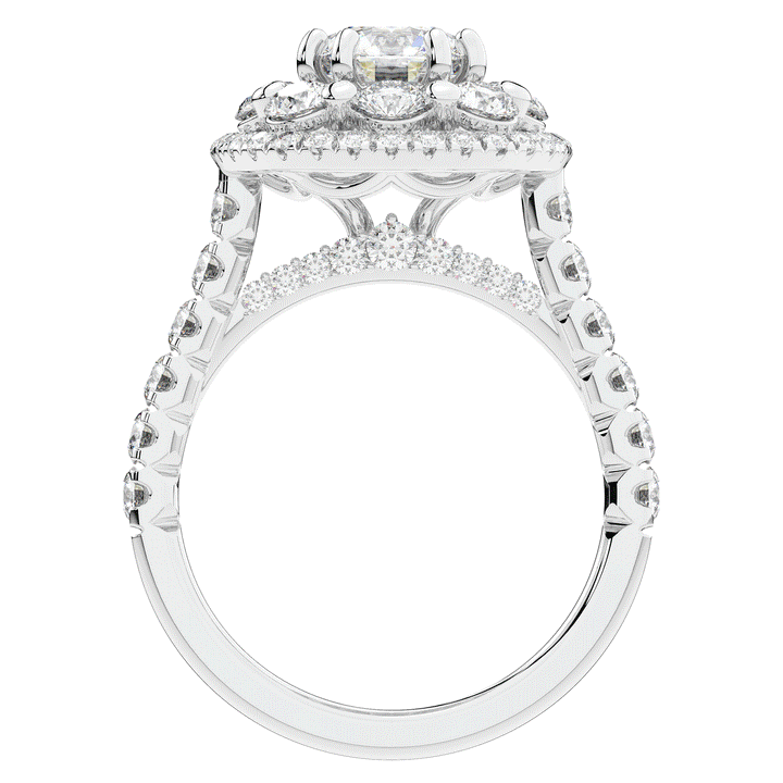 2.70CT.TW ROUND LAB DIAMOND DOUBLE HALO TWO TONE ENGAGEMENT RING - Nazarelle