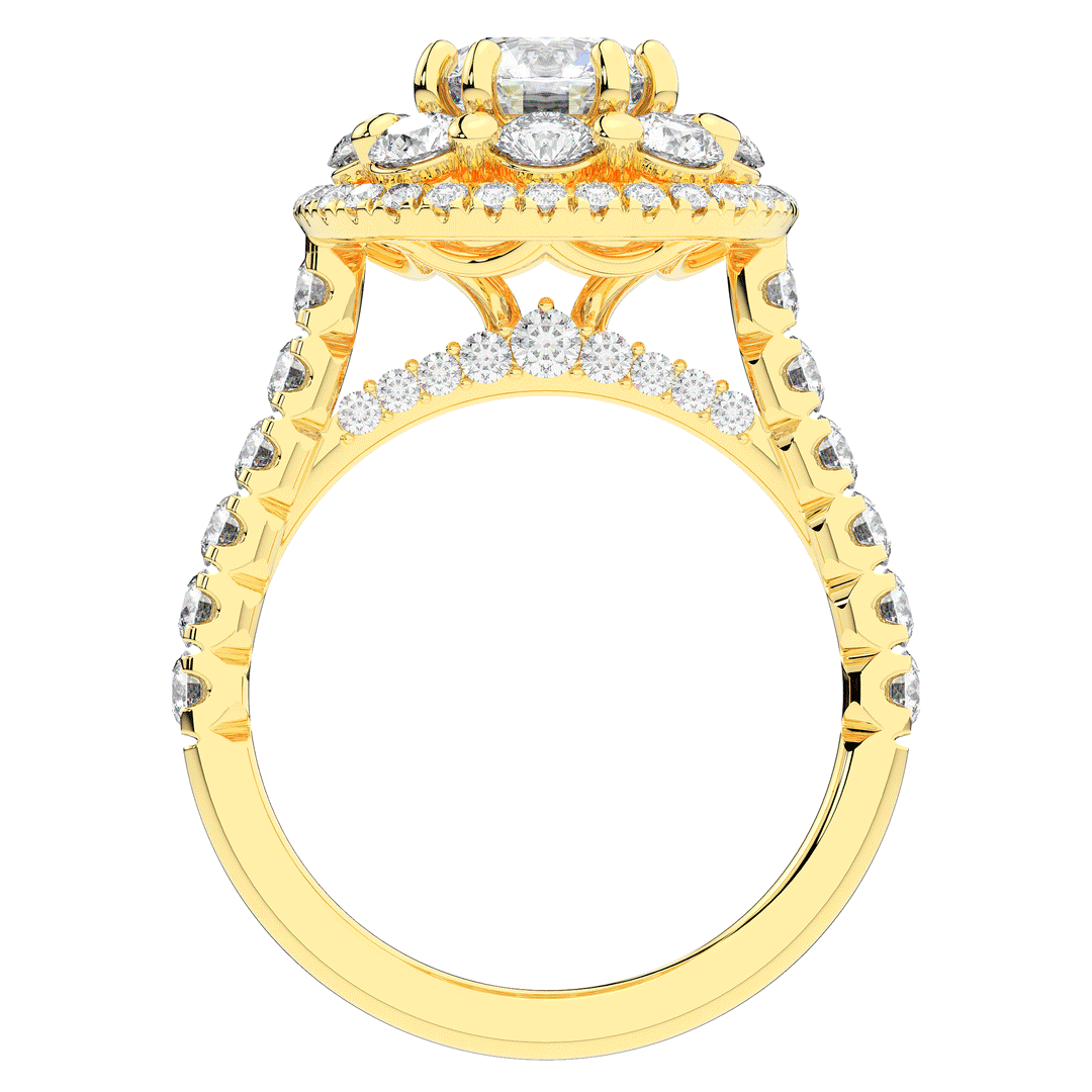 2.70CT.TW ROUND LAB DIAMOND DOUBLE HALO TWO TONE ENGAGEMENT RING - Nazarelle