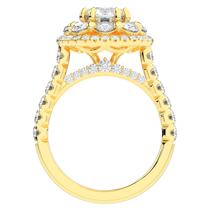 2.70CT.TW ROUND LAB DIAMOND DOUBLE HALO TWO TONE ENGAGEMENT RING - Nazarelle
