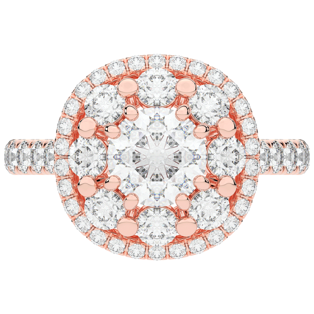 2.70CT.TW ROUND LAB DIAMOND DOUBLE HALO TWO TONE ENGAGEMENT RING - Nazarelle