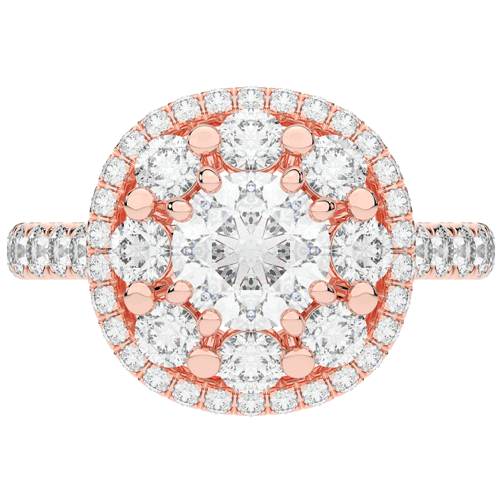 2.70CT.TW ROUND LAB DIAMOND DOUBLE HALO TWO TONE ENGAGEMENT RING - Nazarelle