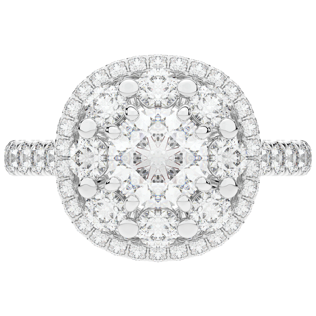 2.70CT.TW ROUND LAB DIAMOND DOUBLE HALO TWO TONE ENGAGEMENT RING - Nazarelle