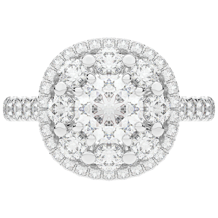 2.70CT.TW ROUND LAB DIAMOND DOUBLE HALO TWO TONE ENGAGEMENT RING - Nazarelle