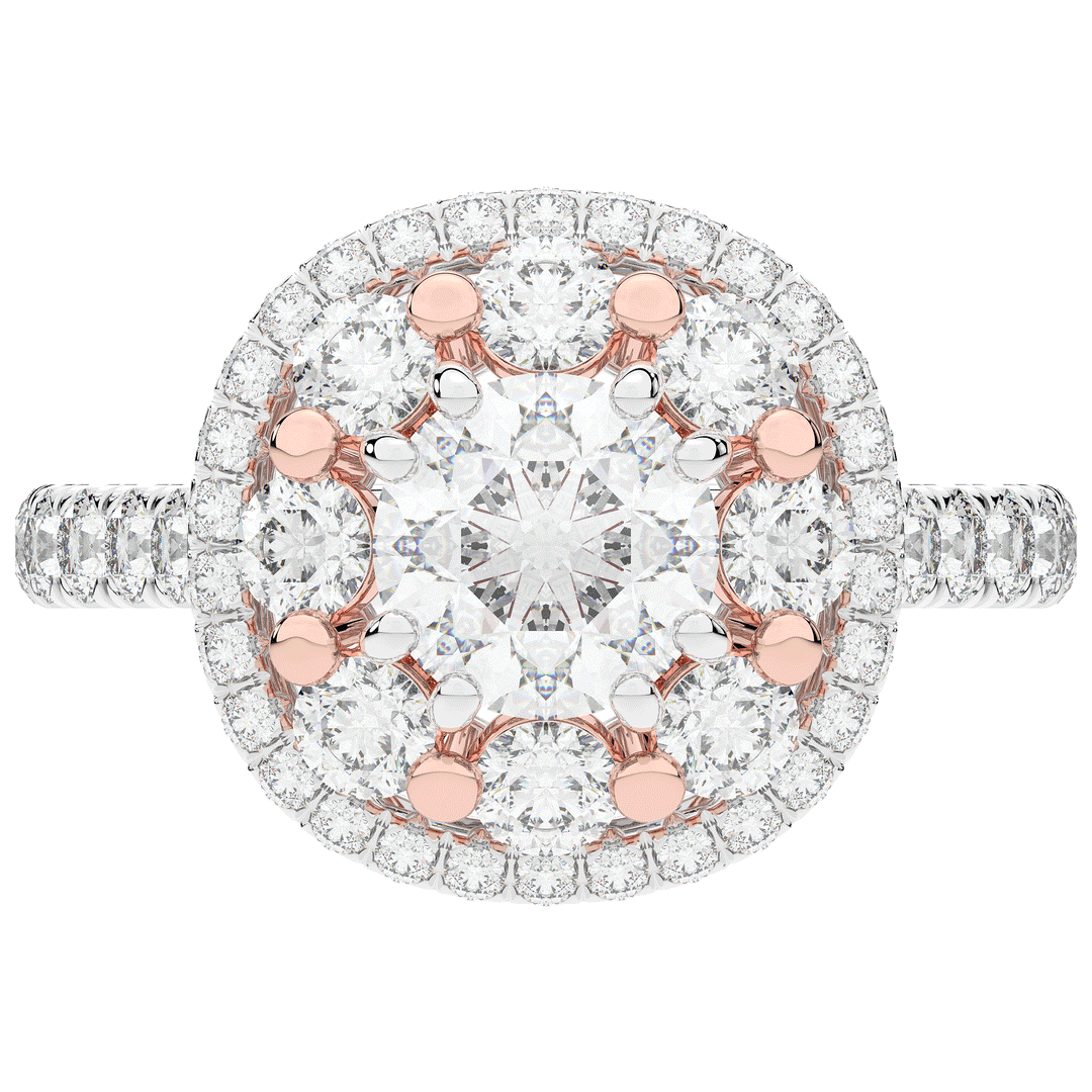 2.70CT.TW ROUND LAB DIAMOND DOUBLE HALO TWO TONE ENGAGEMENT RING - Nazarelle