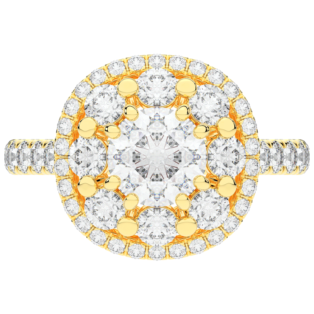 2.70CT.TW ROUND LAB DIAMOND DOUBLE HALO TWO TONE ENGAGEMENT RING - Nazarelle
