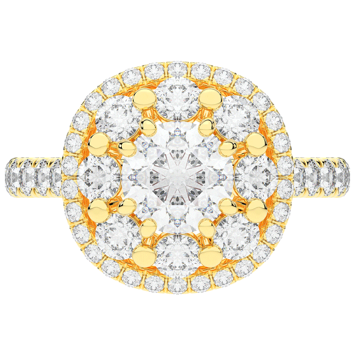 2.70CT.TW ROUND LAB DIAMOND DOUBLE HALO TWO TONE ENGAGEMENT RING - Nazarelle