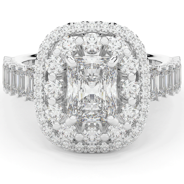 4.70CT.TW RADIANT LAB DIAMOND DOUBLE HALO TWO TONE ENGAGEMENT RING - Nazarelle