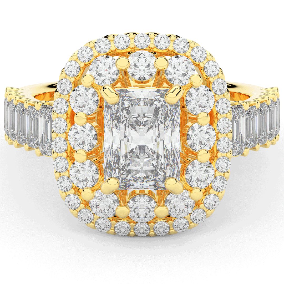 4.70CT.TW RADIANT LAB DIAMOND DOUBLE HALO TWO TONE ENGAGEMENT RING - Nazarelle