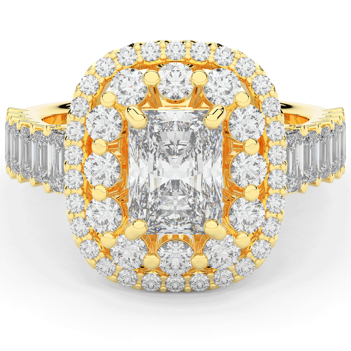 4.70CT.TW RADIANT LAB DIAMOND DOUBLE HALO TWO TONE ENGAGEMENT RING - Nazarelle
