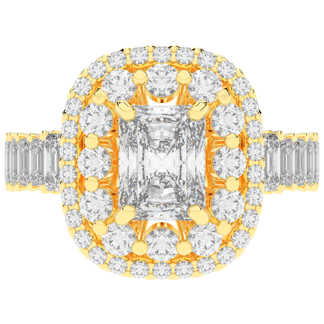 4.70CT.TW RADIANT LAB DIAMOND DOUBLE HALO TWO TONE ENGAGEMENT RING - Nazarelle