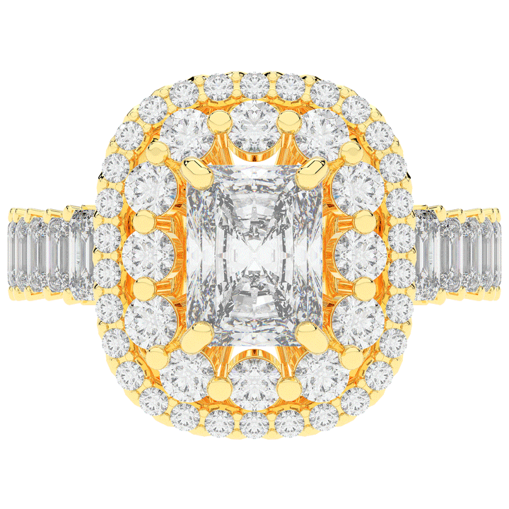 4.70CT.TW RADIANT LAB DIAMOND DOUBLE HALO TWO TONE ENGAGEMENT RING - Nazarelle