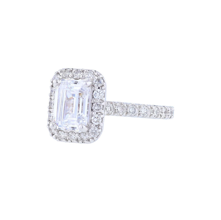 14K White Rose Gold Diamond Halo Engagement Ring