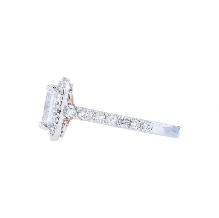 14K White Rose Gold Diamond Halo Engagement Ring