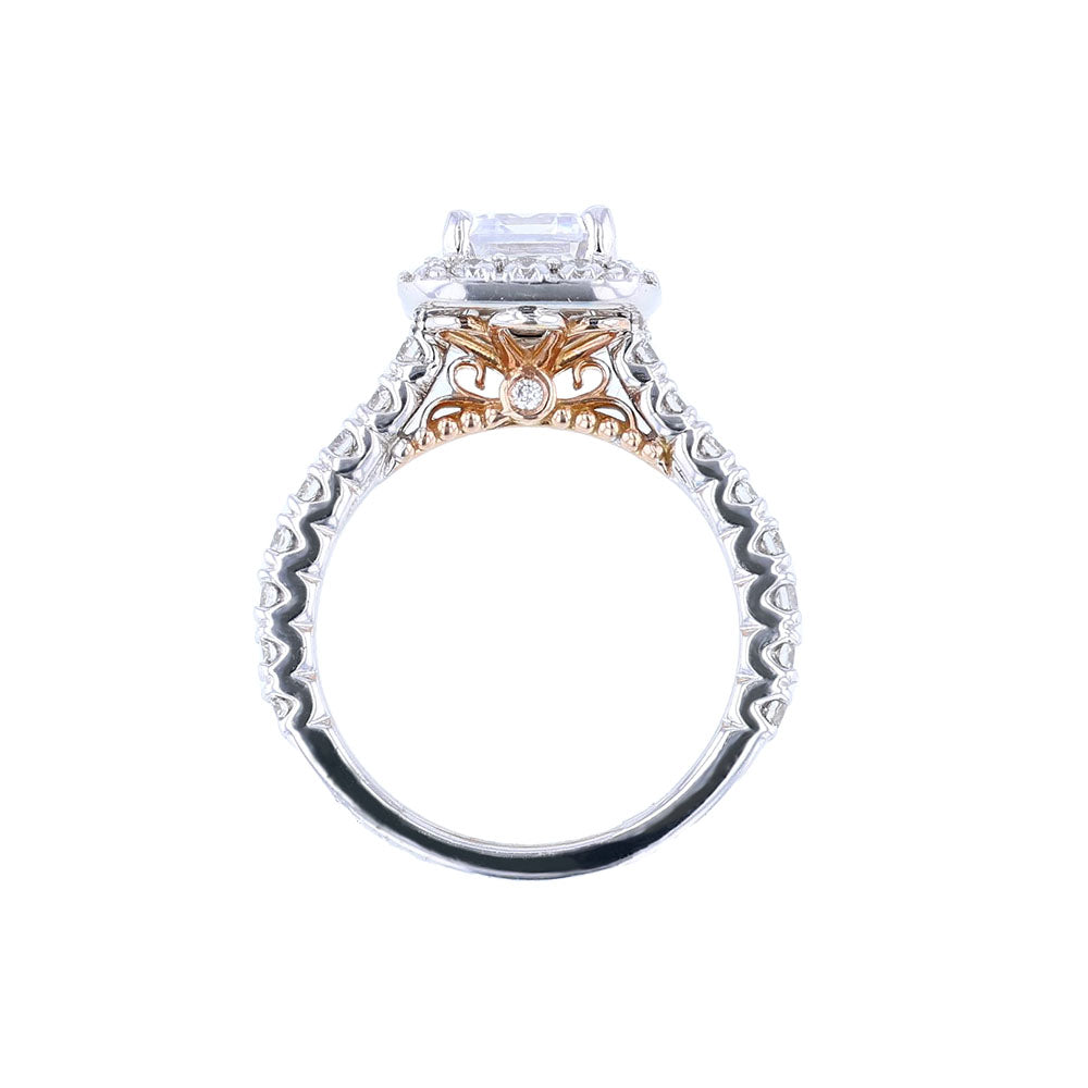 14K White Rose Gold Diamond Halo Engagement Ring
