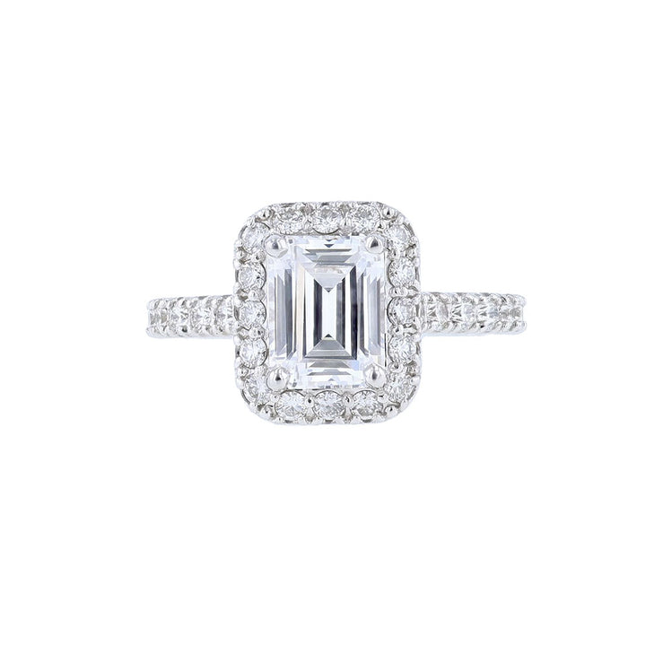 14K White Rose Gold Diamond Halo Engagement Ring