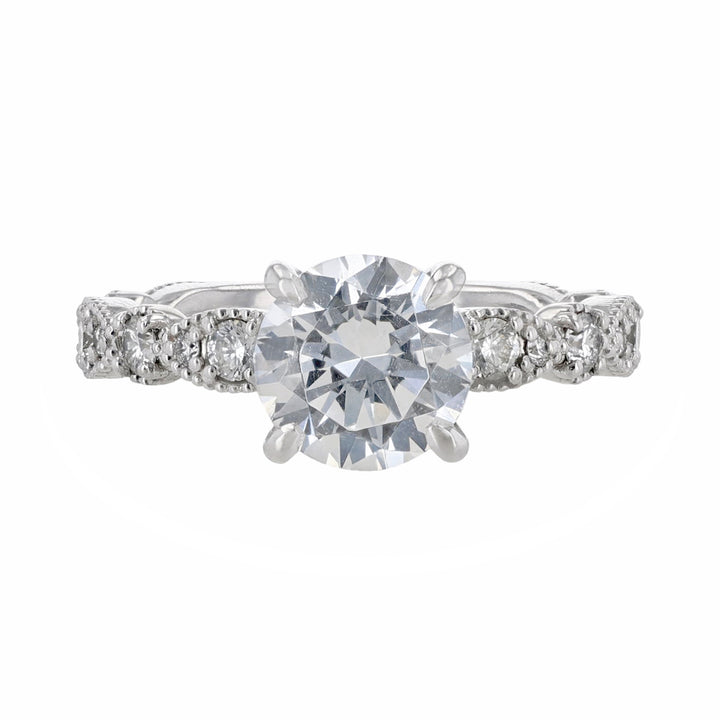 Milgrain Alternating Bezel Diamond Ring, 0.58ct.