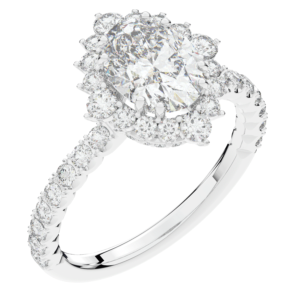 2.80CT.TW OVAL LAB DIAMOND HALO ENGAGEMENT RING - Nazarelle
