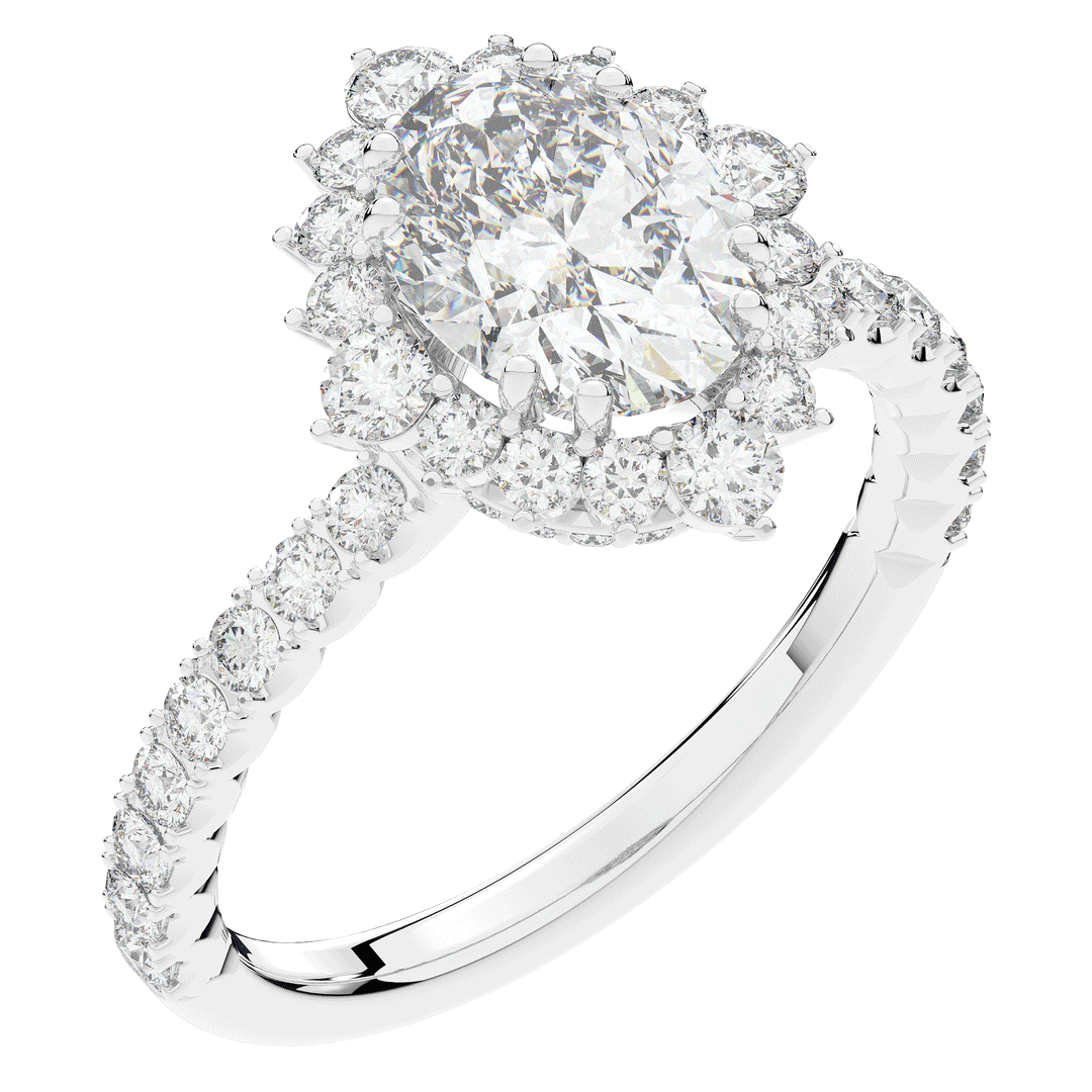 2.80CT.TW OVAL LAB DIAMOND HALO ENGAGEMENT RING - Nazarelle