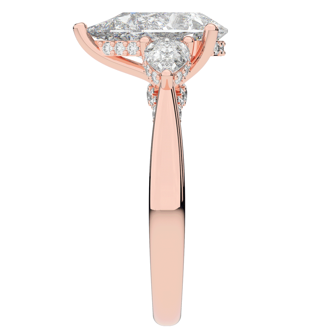 3.70CT.TW PEAR LAB DIAMOND 3 STONE ENGAGEMENT RING - Nazarelle