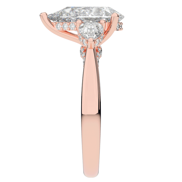3.70CT.TW PEAR LAB DIAMOND 3 STONE ENGAGEMENT RING - Nazarelle