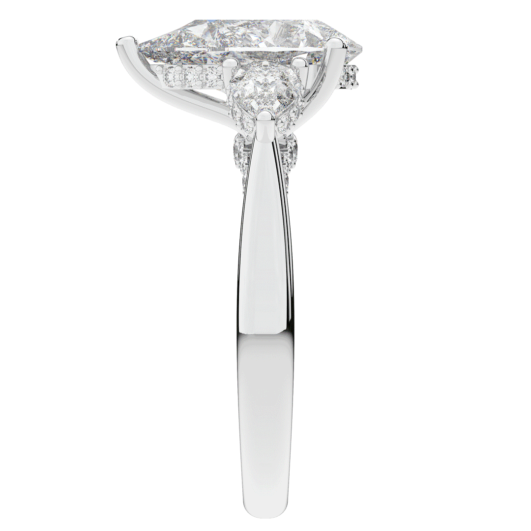 3.70CT.TW PEAR LAB DIAMOND 3 STONE ENGAGEMENT RING - Nazarelle