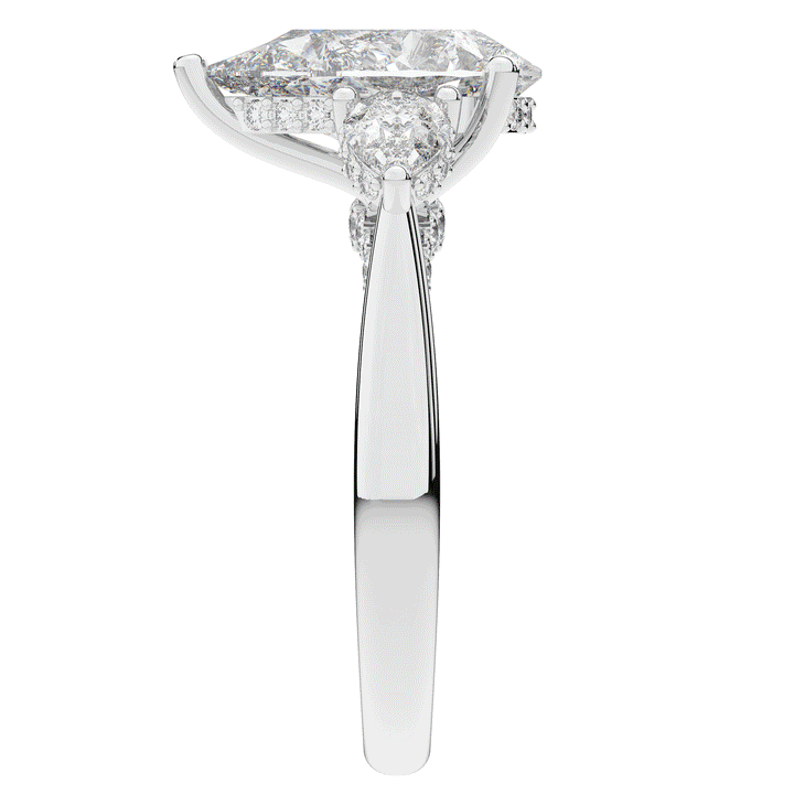 3.70CT.TW PEAR LAB DIAMOND 3 STONE ENGAGEMENT RING - Nazarelle