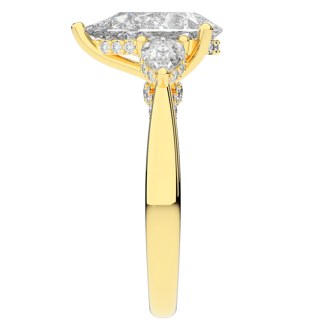 3.70CT.TW PEAR LAB DIAMOND 3 STONE ENGAGEMENT RING - Nazarelle