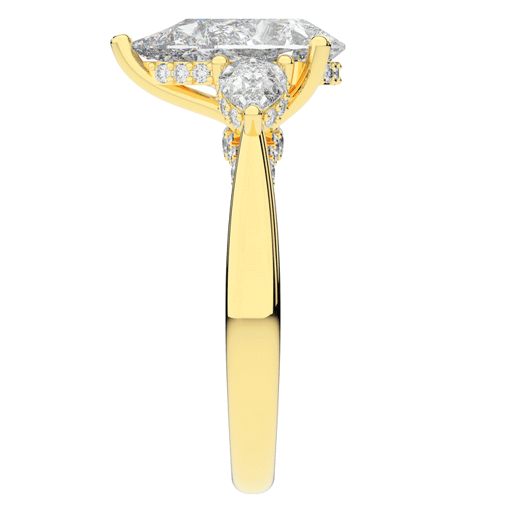 3.70CT.TW PEAR LAB DIAMOND 3 STONE ENGAGEMENT RING - Nazarelle