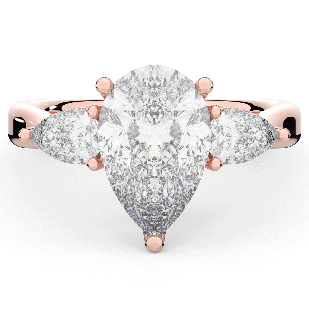 3.70CT.TW PEAR LAB DIAMOND 3 STONE ENGAGEMENT RING - Nazarelle