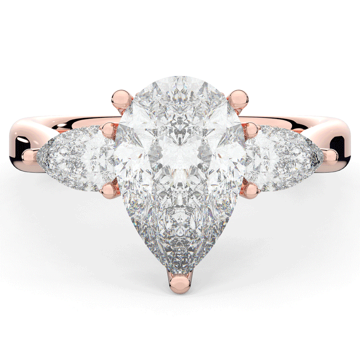 3.70CT.TW PEAR LAB DIAMOND 3 STONE ENGAGEMENT RING - Nazarelle