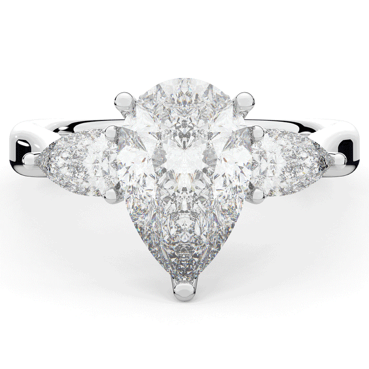 3.70CT.TW PEAR LAB DIAMOND 3 STONE ENGAGEMENT RING - Nazarelle