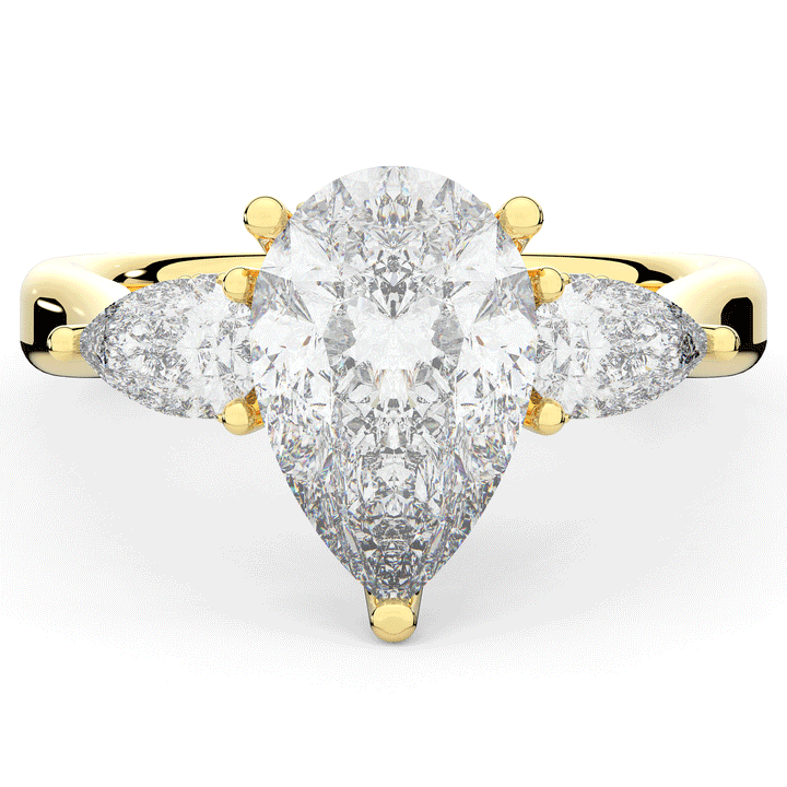 3.70CT.TW PEAR LAB DIAMOND 3 STONE ENGAGEMENT RING - Nazarelle