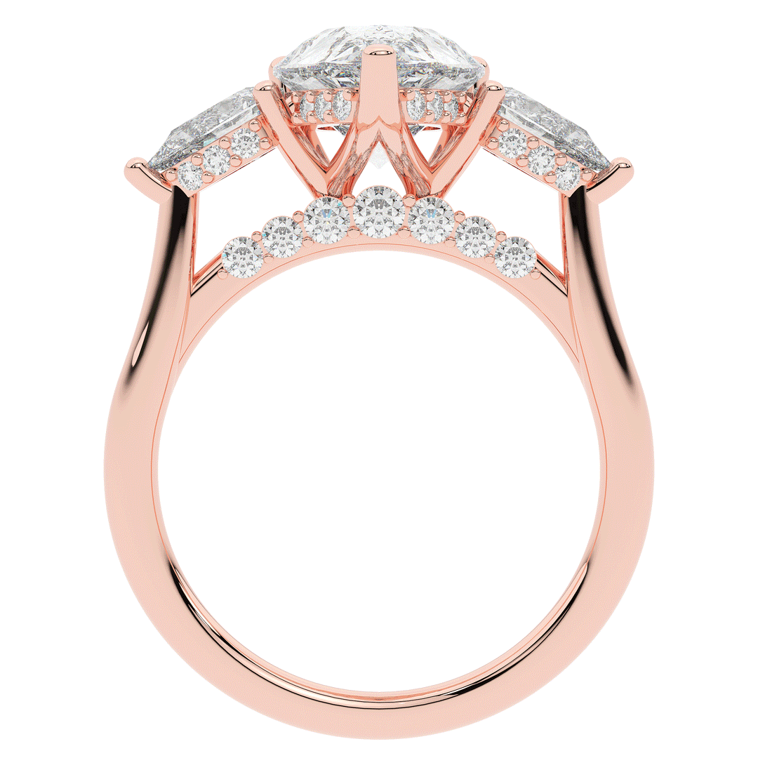 3.70CT.TW PEAR LAB DIAMOND 3 STONE ENGAGEMENT RING - Nazarelle